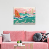 3 zeilboten op het water - Mixed Media kunst Canvas Afdruk (Insitu (Woonkamer))