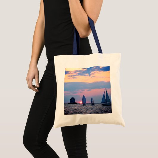 3 Zeilboten op zonsondergang Tote Bag (Voorkant (product))