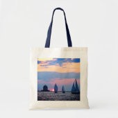 3 Zeilboten op zonsondergang Tote Bag (Voorkant)