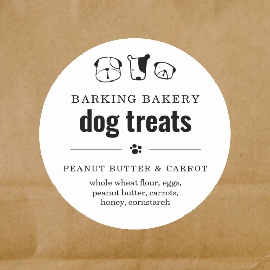 3" Zelfgemaakte Hond Bakkerij Business Treat Label