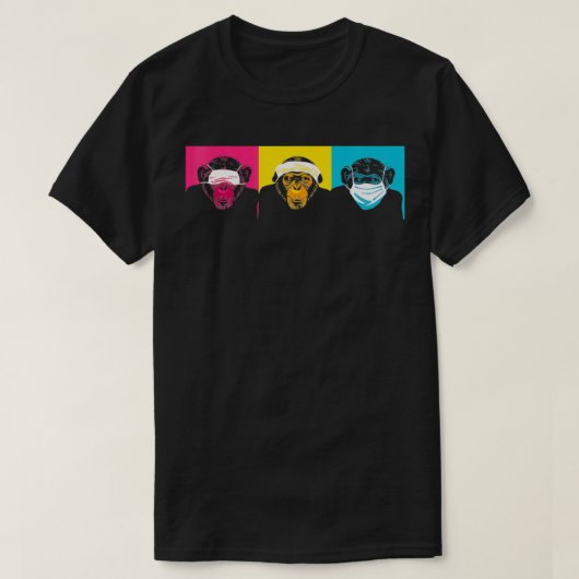 3 Zie Monkeys niet horen, geen Kwaad-chimpa T-shirt (Design voorkant)