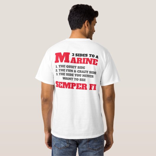 3 ZIJDEN AAN EEN MARINE T-SHIRT (Achterkant volledig)