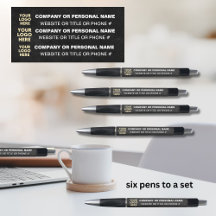 3-zijdige Logo Business Black Leather Texture Naam