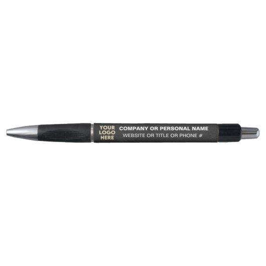3-zijdige Logo Business Black Leather Texture Naam Pen (Voorkant)