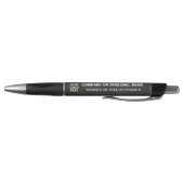 3-zijdige Logo Business Black Leather Texture Naam Pen (Bodem)
