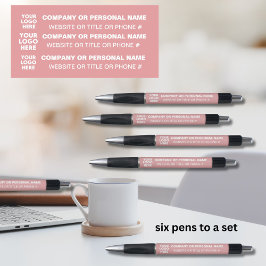 3-zijdige Logo Business Roze Wit Naam Titel Pen