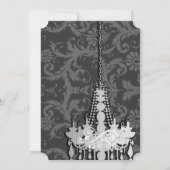 3 Zilveren en grijze luchters Damask Wedding Invit Kaart (Achterkant)