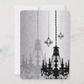 3 Zilveren en zwarte luchters Damask Wedding Invit Kaart (Achterkant)