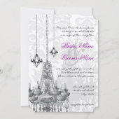 3 Zilveren en zwarte luchters Damask Wedding Invit Kaart (Voorkant)