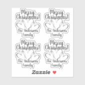 3 Zilveren harten Vrolijke Kerstmis Gepersonalisee Sticker (Vel)