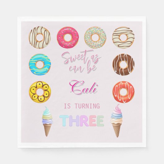 3 Zoet als een meisje 3e verjaardag Servet (Voorkant)