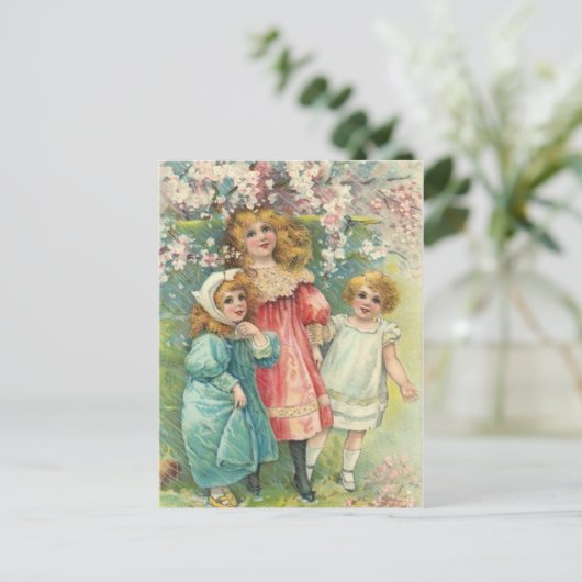 3 Zoete Victoriaans meisjes  Briefkaart (Staand voorkant)