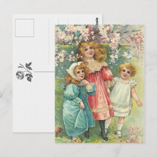 3 Zoete Victoriaans meisjes  Briefkaart (Voorkant / Achterkant)