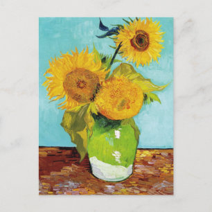 3 zonnebloemen in een vaas door Van Gogh ansichtka Briefkaart