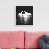 3 Zwanen en reflecties Canvas Afdruk (Insitu (Woonkamer))