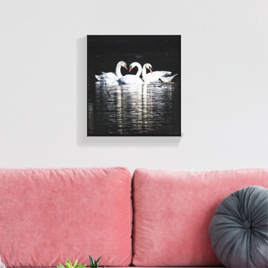 3 Zwanen en reflecties Canvas Afdruk (Insitu (Woonkamer))
