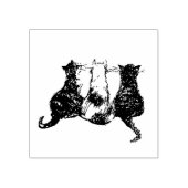3 Zwart-witte kat illustratie Rubberstempel (Afrduk)