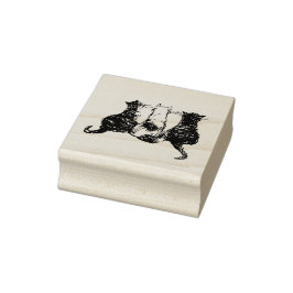 3 Zwart-witte kat illustratie Rubberstempel