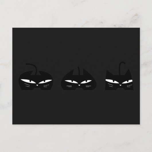 3 zwarte katten 's nachts briefkaart (Voorkant)