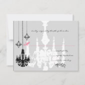 3 Zwarte luchters - Roze bruiloft RSVP Kaartje (Voorkant)