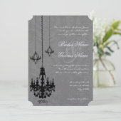 3 Zwarte luchters Shadow Silver Metallic Damask Kaart (Staand voorkant)