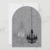 3 Zwarte luchters Shadow Silver Metallic Damask Kaart (Achterkant)