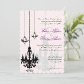 3 Zwarte luchters Shadows Wedding Invitations Kaart (Staand voorkant)