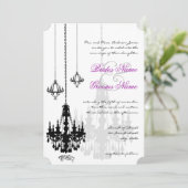 3 Zwarte luchters Shadows Wedding Invitations Kaart (Staand voorkant)