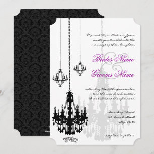 3 Zwarte luchters Shadows Wedding Invitations Kaart