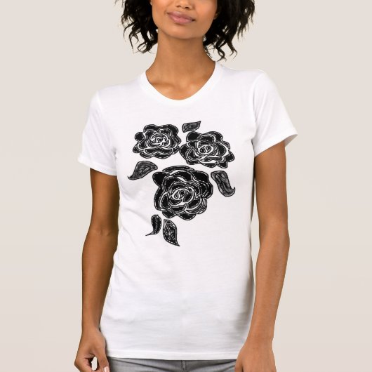3 zwarte rozen t-shirt (Voorkant)