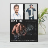 3 Zwarte Sjabloon foto Mannelijke model Actor Zed  Kaart (Staand voorkant)