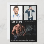 3 Zwarte Sjabloon foto Mannelijke model Actor Zed  Kaart (Voorkant)