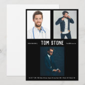 3 Zwarte Sjabloon fotomannelijke model ACT-kaart Kaart (Voorkant / Achterkant)