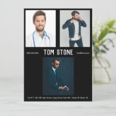 3 Zwarte Sjabloon fotomannelijke model ACT-kaart Kaart (Staand voorkant)