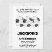 3 zwarte witte Voetbal Birthday-uitnodigingen Kaart (Voorkant)