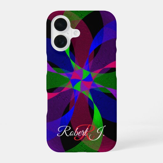 3D 2D Geometrische Hybride iPhone 16 Hoes Hoesje (Achterkant)