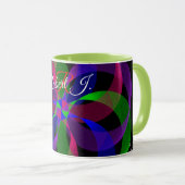 3D 2D Geometrische Hybride Koffiemok Mok (Voorkant rechts)