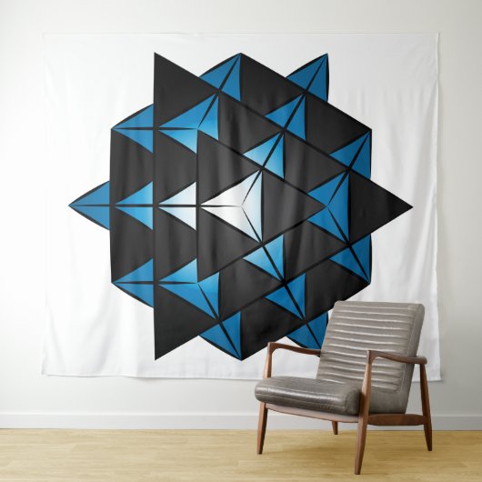 3D 64 Tetrahedron Grid Series V2 Tapestry Wandkleed (In Situ (horizontaal))