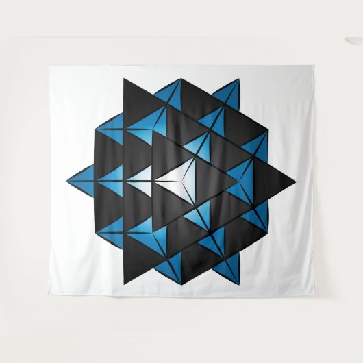 3D 64 Tetrahedron Grid Series V2 Tapestry Wandkleed (Voorkant (horizontaal))