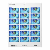 3D Aarde Drijvend op Waterrimpelingen Etiket (Full Sheet)