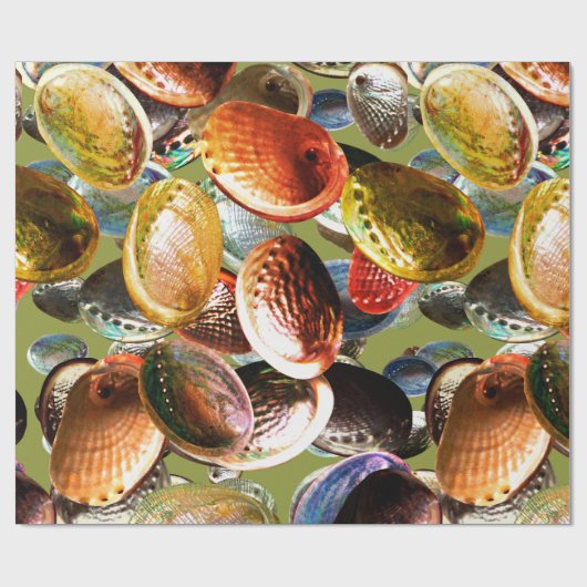3D Abalone Kleurrijke Seashell Cadeaupapier (Vlak)