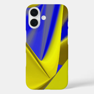 3D Abstract in Gold Yellow Blue iPhone 16 Hoesje