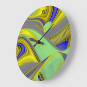 3D Abstract in Gold Yellow Blue Grote Klok (Hoek)