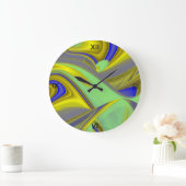3D Abstract in Gold Yellow Blue Grote Klok (Huis)
