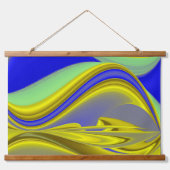 3D Abstract in Gold Yellow Blue Hangend Wandkleed (Voorkant)