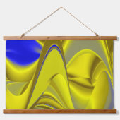 3D Abstract in Gold Yellow Blue Hangend Wandkleed (Voorkant)
