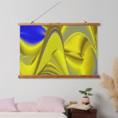 3D Abstract in Gold Yellow Blue Hangend Wandkleed (Slaapkamer)