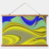 3D Abstract in Gold Yellow Blue Hangend Wandkleed (Voorkant)
