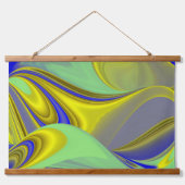 3D Abstract in Gold Yellow Blue Hangend Wandkleed (Voorkant)
