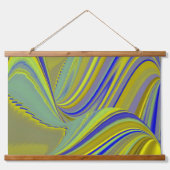 3D Abstract in Gold Yellow Blue Hangend Wandkleed (Voorkant)